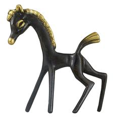 Vintage Walter Bosse Big Brass Foal Horse Figurine, Hertha Baller, Austria, 1950s