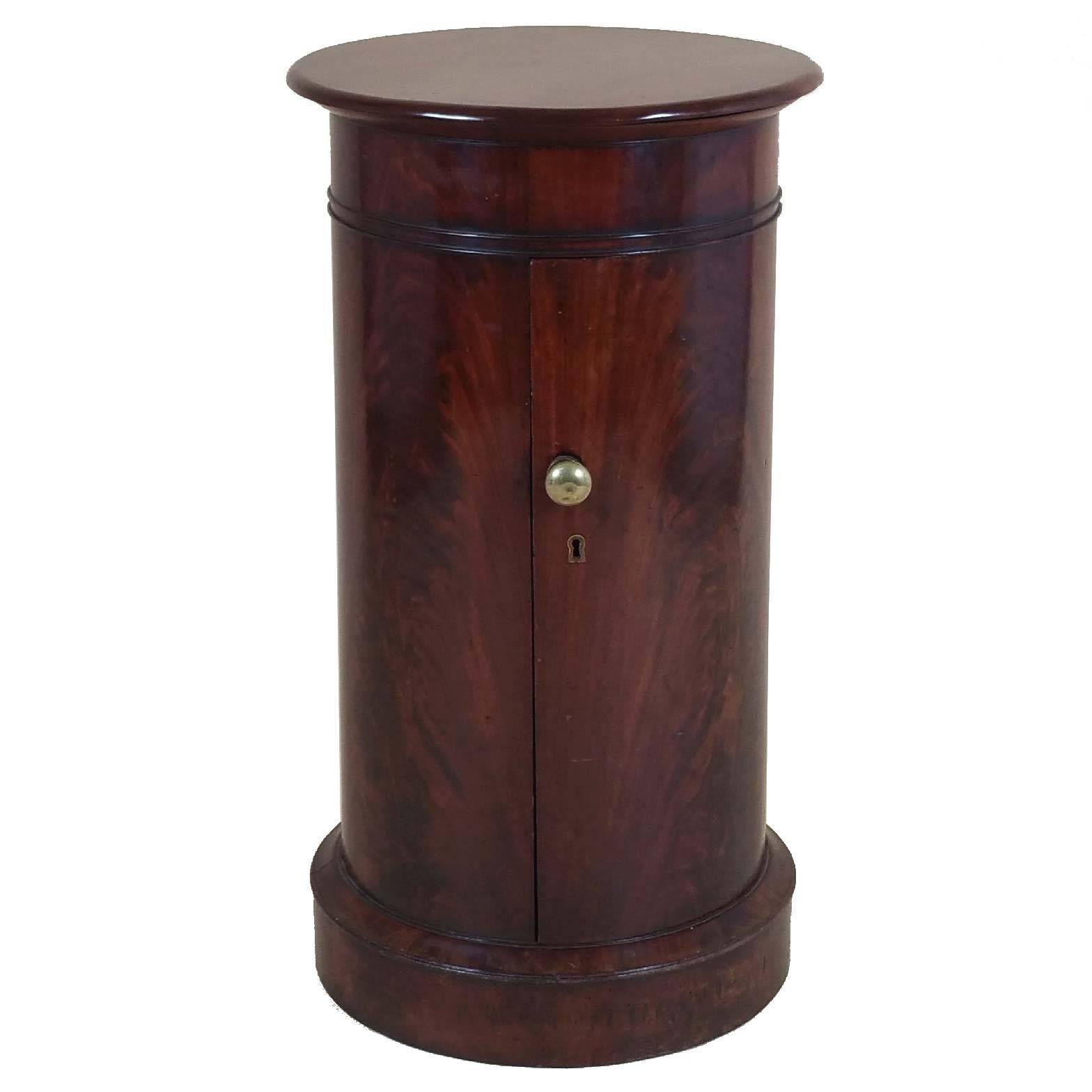 Victorian Flame Mahogany Cylinder Pedestal Cupboard at 1stDibs