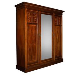 Antique Maple & Co Edwardian Mahogany Three-Door Wardrobe