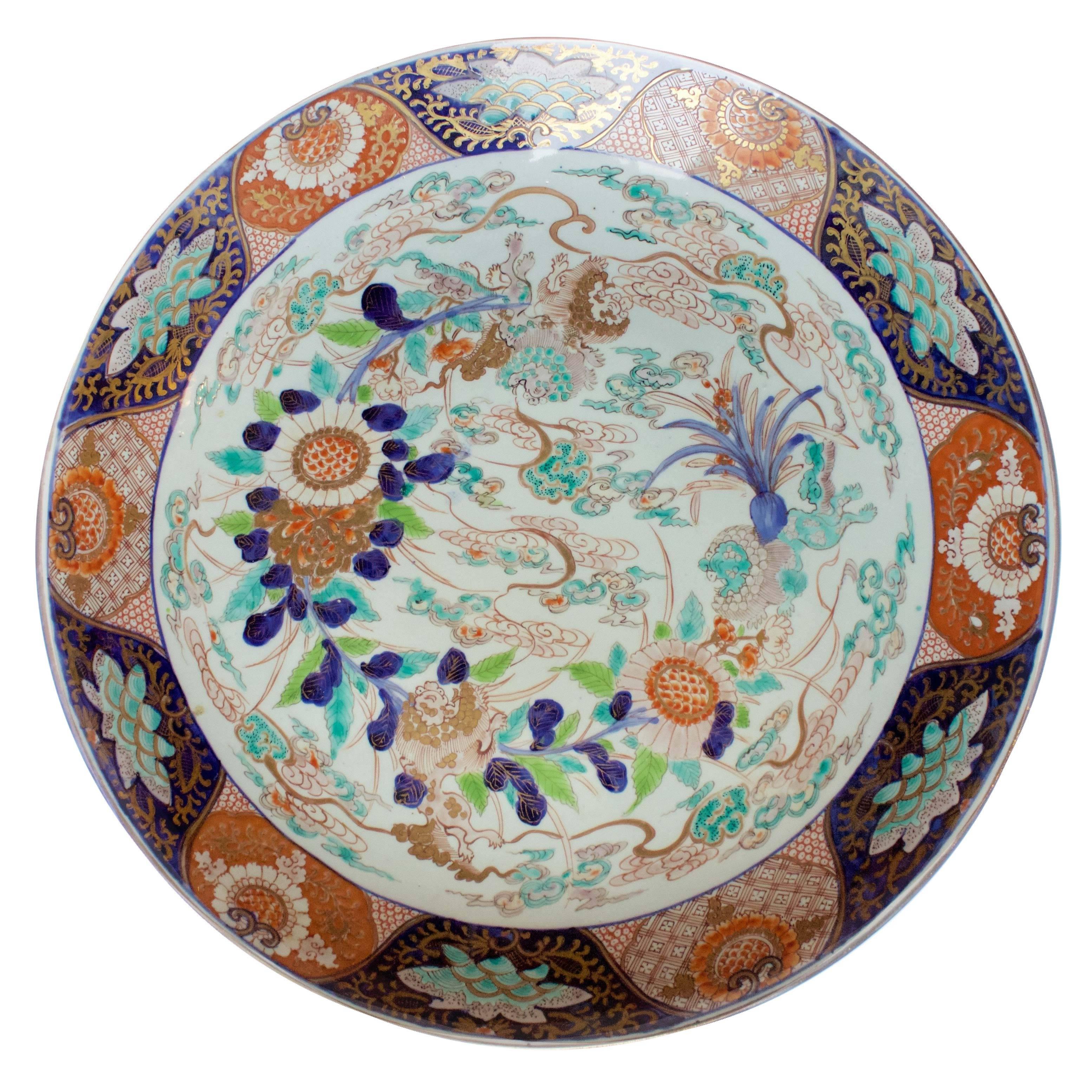 19th Century Large Imari Porcelain Charger For Sale