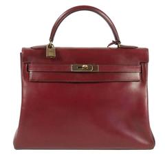 Hermès, Paris, Kelly Bag, Burgundy Leather, 1980s-1990s Vintage Hermès, Paris, Kelly Bag, Burgundy Leather, 1980s-1990s