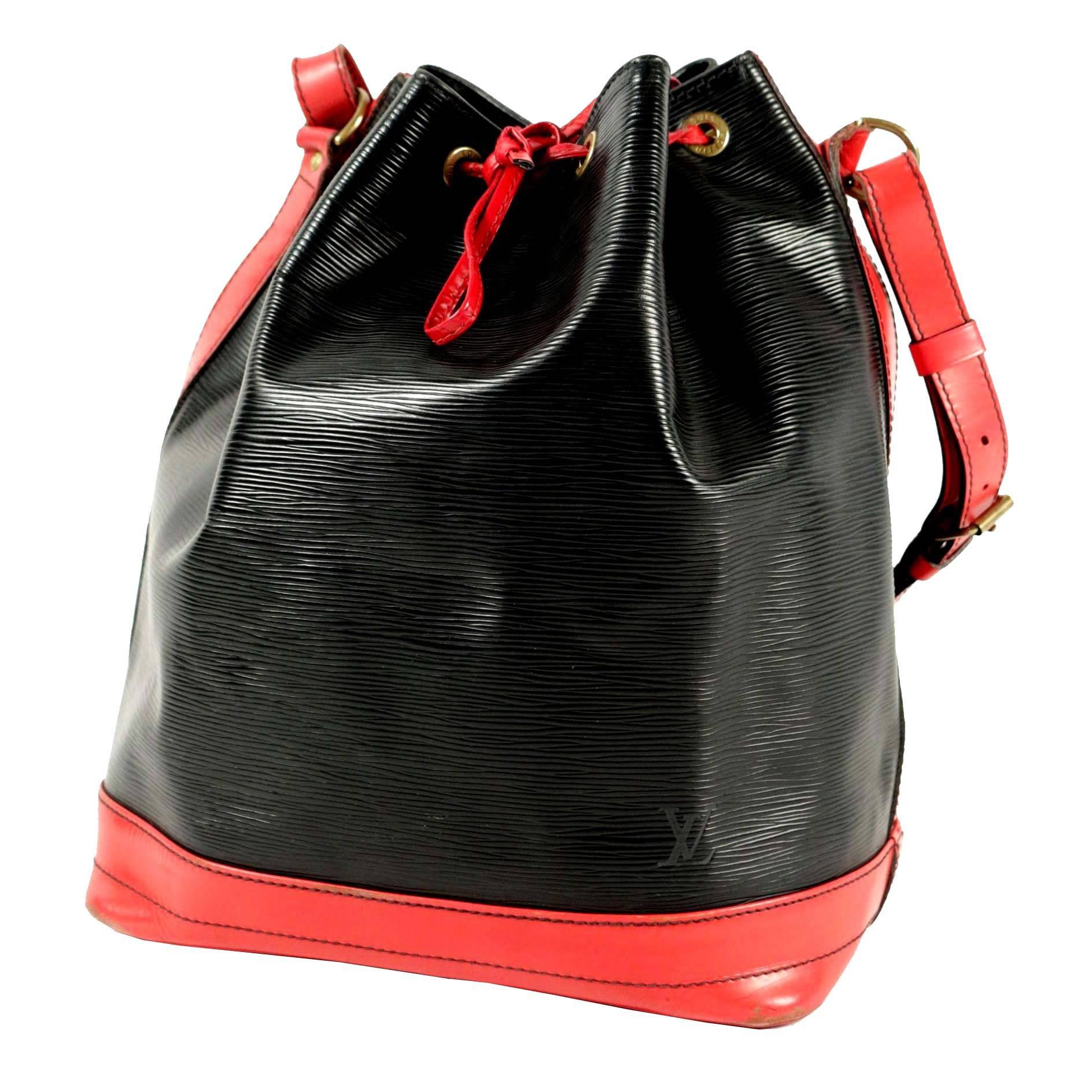 Vintage Louis Vuitton Grand Noe Bag, Epi Leather, Black and Red