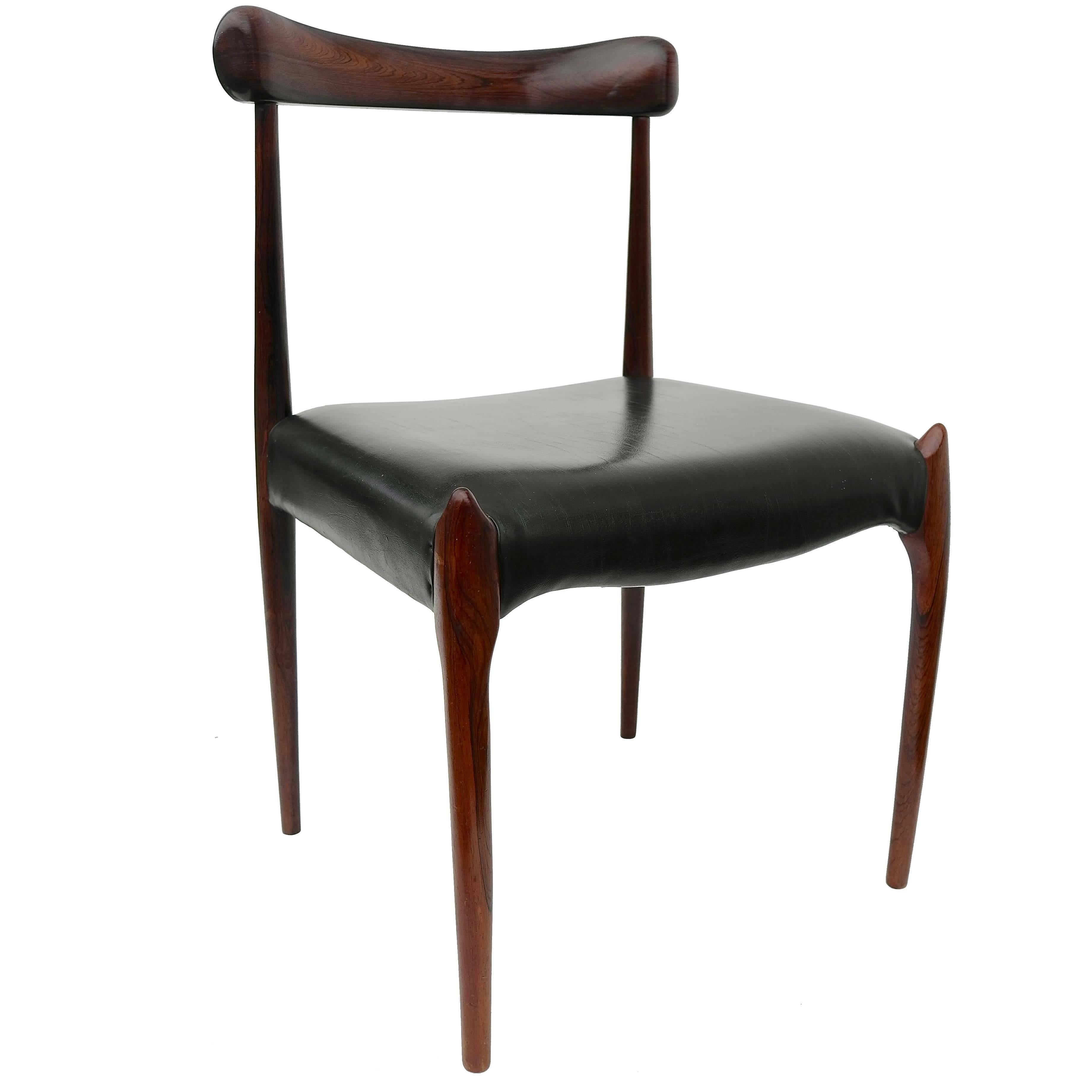 Set of Eight Danish Organic Dining Chairs in Solid Rosewood