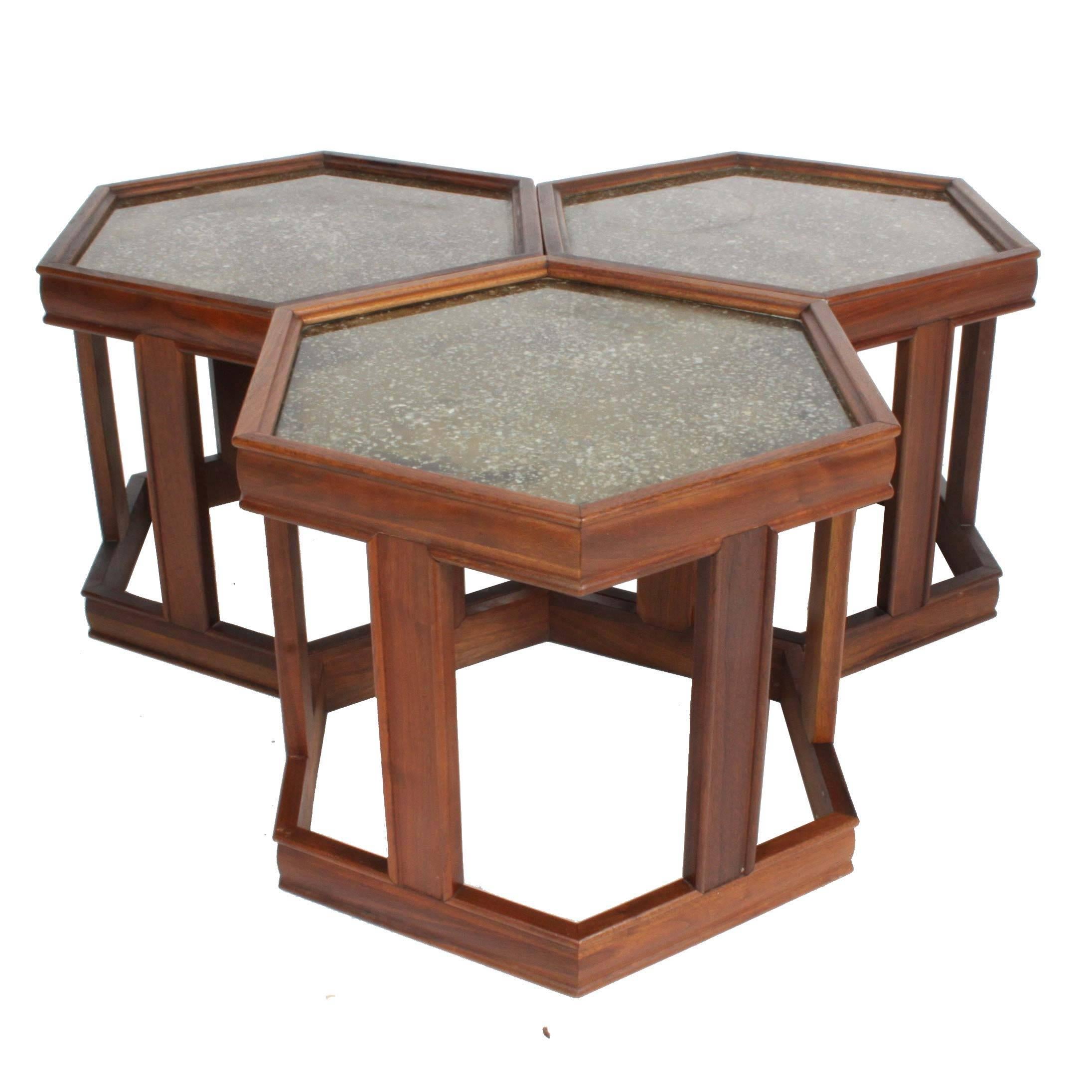 John Keal for Brown Saltman Hexagonal Nesting, Coffee, Side or End Tables