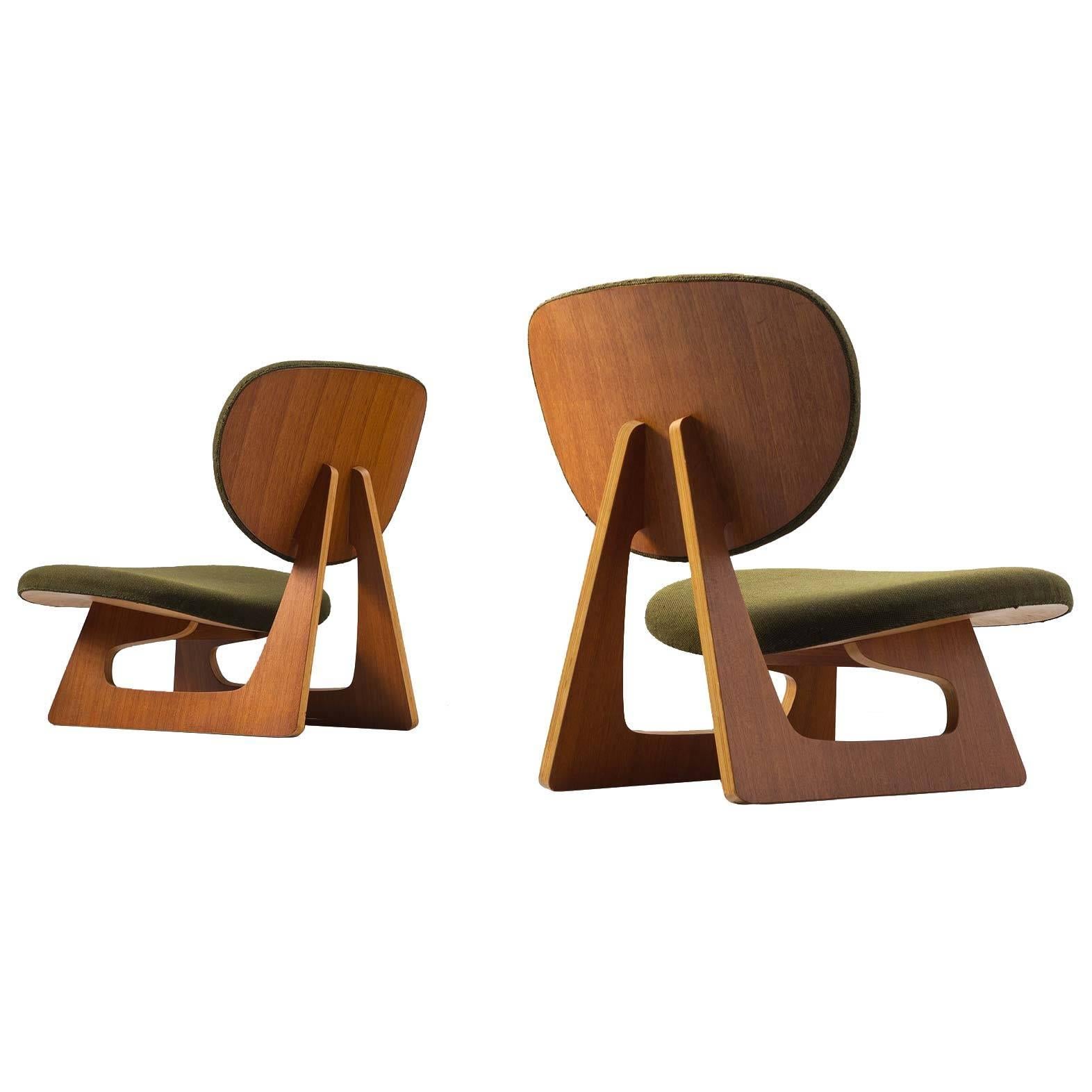 Set of Two First Edition 'Teiza' Easy Chairs for Tendo Mokko, Japan For