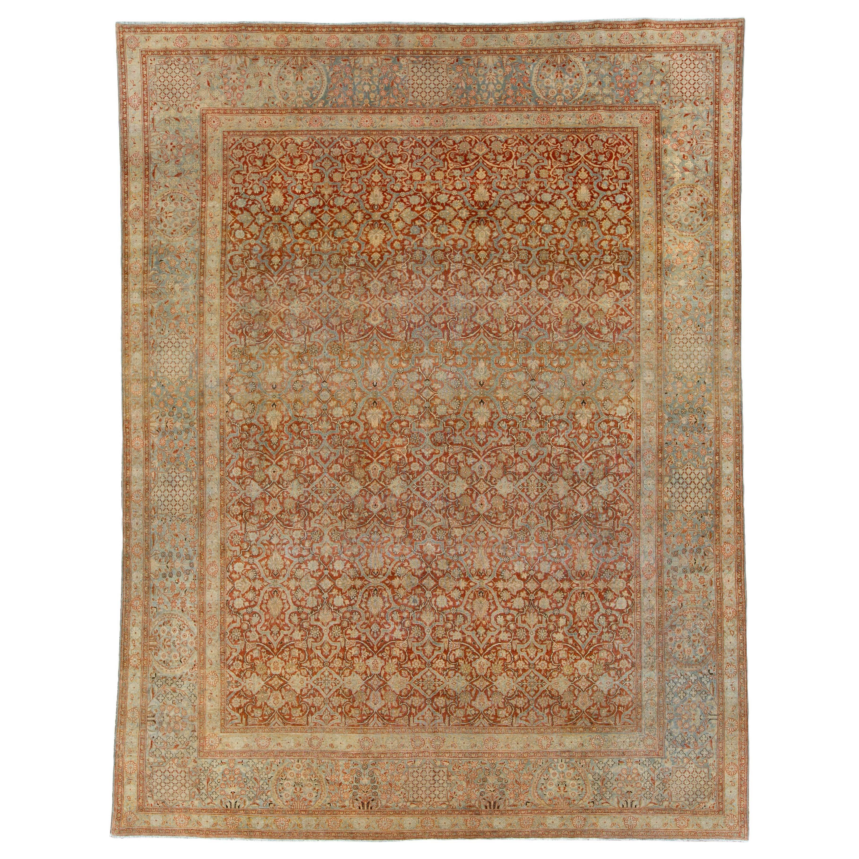 Antiker persischer Kashan-Teppich im Angebot