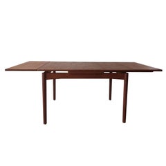 Retro Scandinavian Draw-Leaf Extendable Teak Dining Table, 1960s