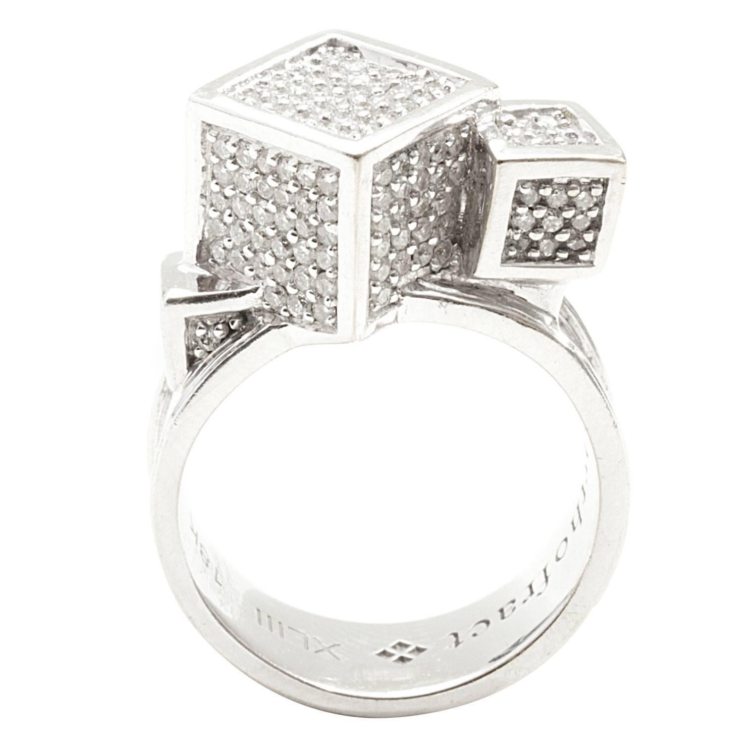 Bitcoin Block White Gold Ring For Sale