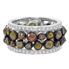Vivaan Multicolor Rose Cut Diamond Gold Band Ring