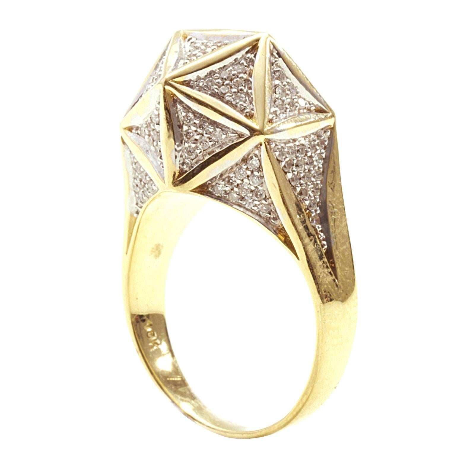 Icoso Mini Diamond 18K Gold Ring For Sale