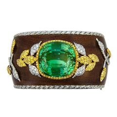 Laura Munder, bracelet en or bicolore avec tourmaline verte de 76,21 carats et diamants