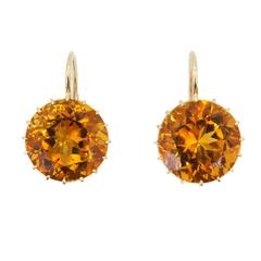 Laura Munder 13.9 millimeter Honey Citrine Drops on a Wire Gold Earrings 3