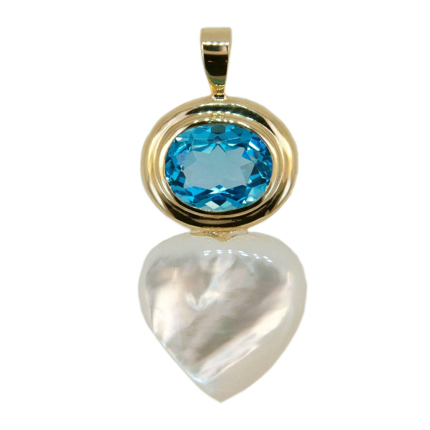 Laura Munder Blue Topaz Mother-of-Pearl Gold Pendant