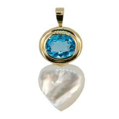 Laura Munder Blue Topaz Mother-of-Pearl Gold Pendant