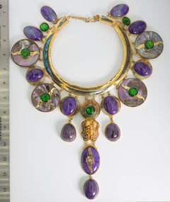 Tony Duquette Extraordinary Abalone Quartz Frog Motif Necklace