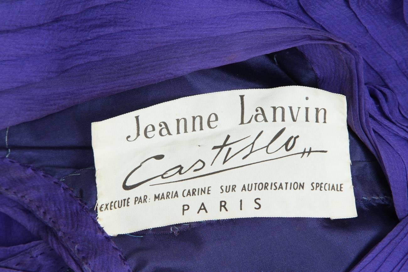 Women's 1960’s Lanvin Castillo Purple Silk Ruched Cocktail Dress