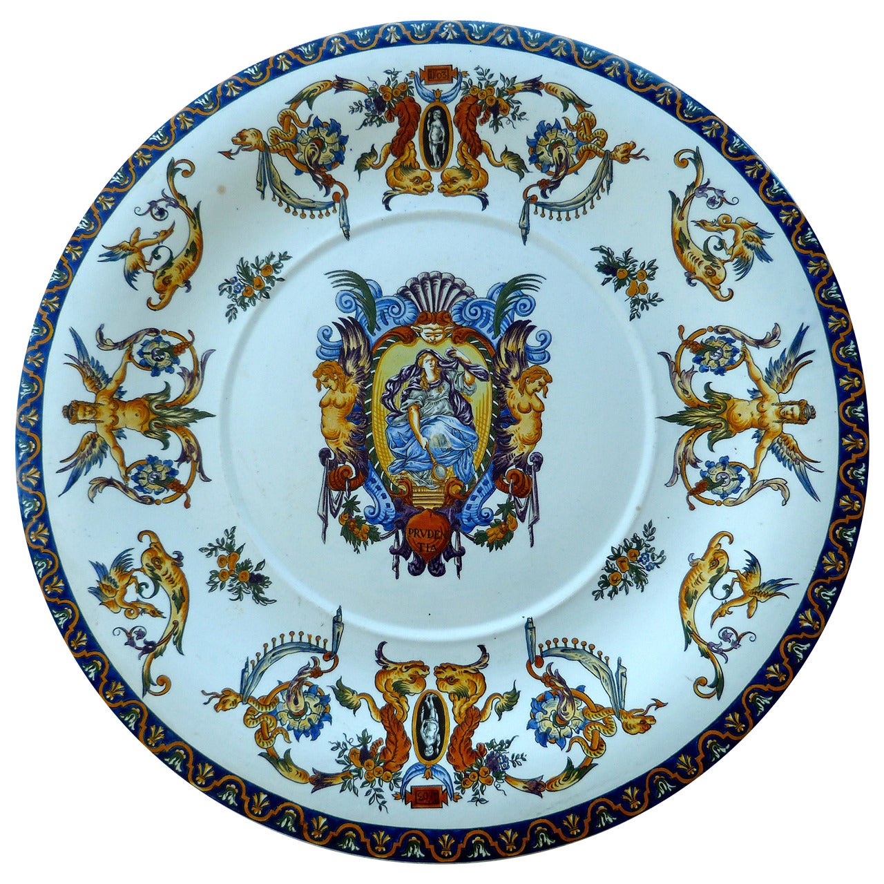French Gien Faience Renaissance Revival Charger