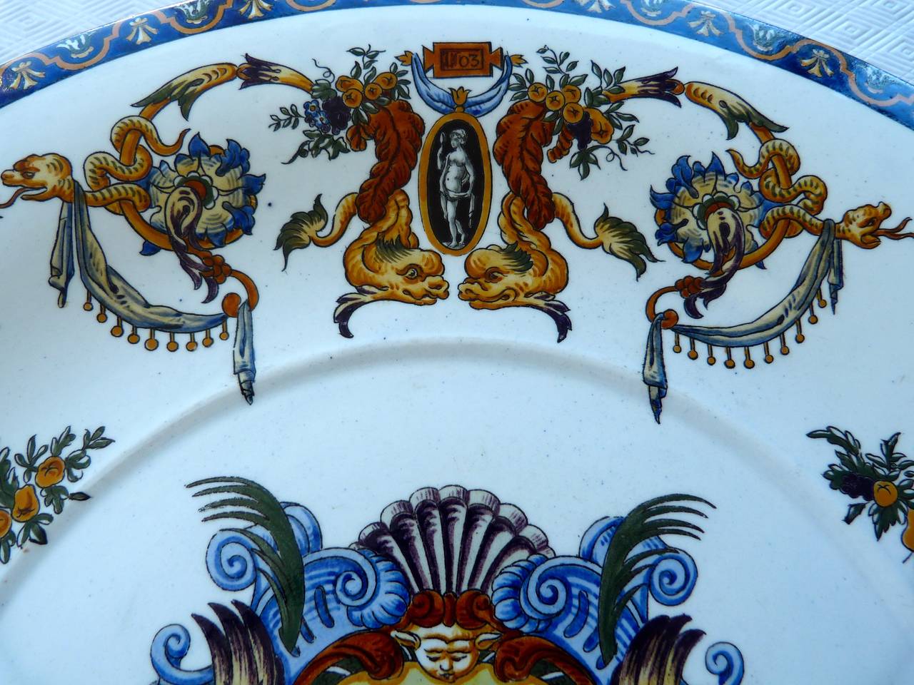 French Gien Faience Renaissance Revival Charger 2