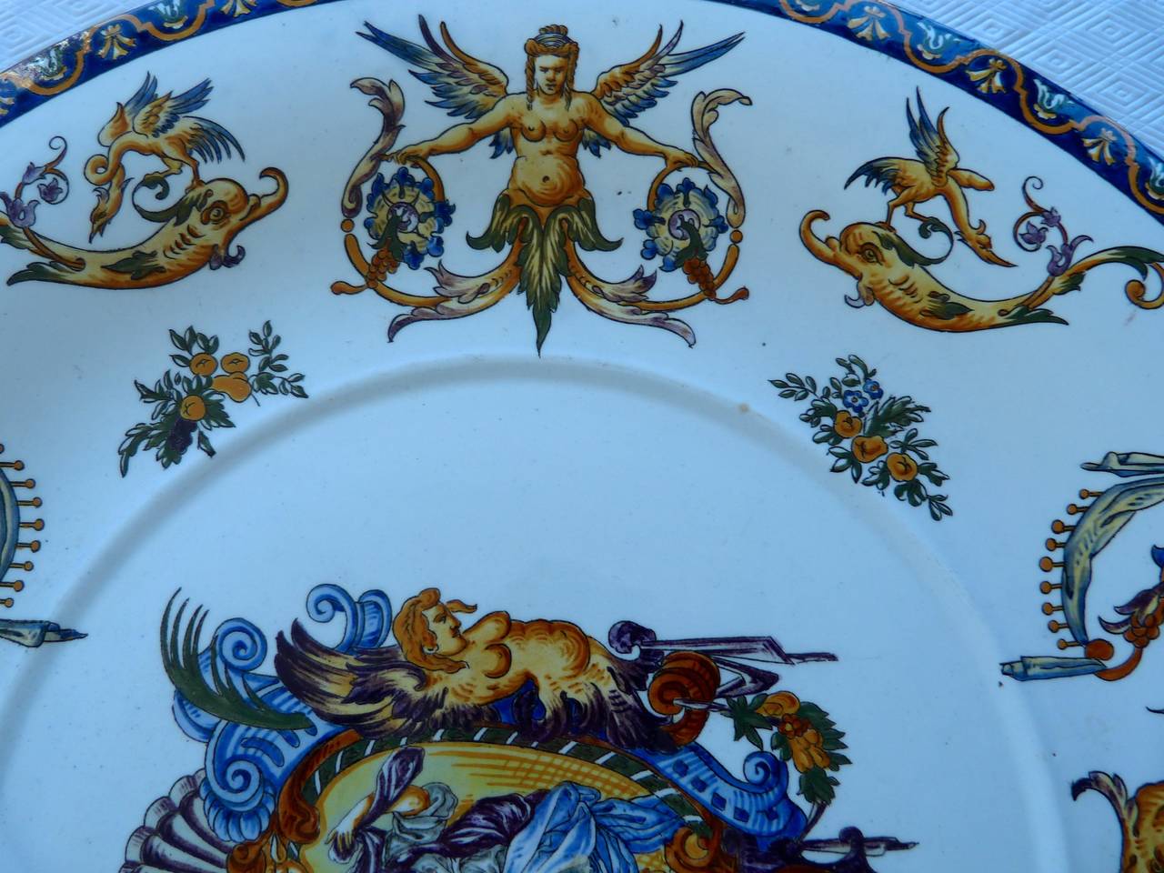 Late 19th Century French Gien Faience Renaissance Revival Charger