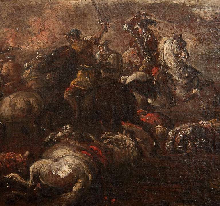 Italiano Francesco o Pietro Graziani Escena de batalla napolitana, Siglos XVII-XVIII Barroco en venta