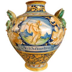 Antique Late 19th Century Italian Cantagalli "vaso A Trofei"