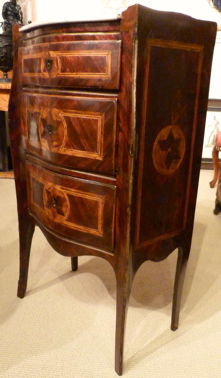 18th Century and Earlier Italian Neapolitan Inlaid Bedside Cabinet, 18th Century