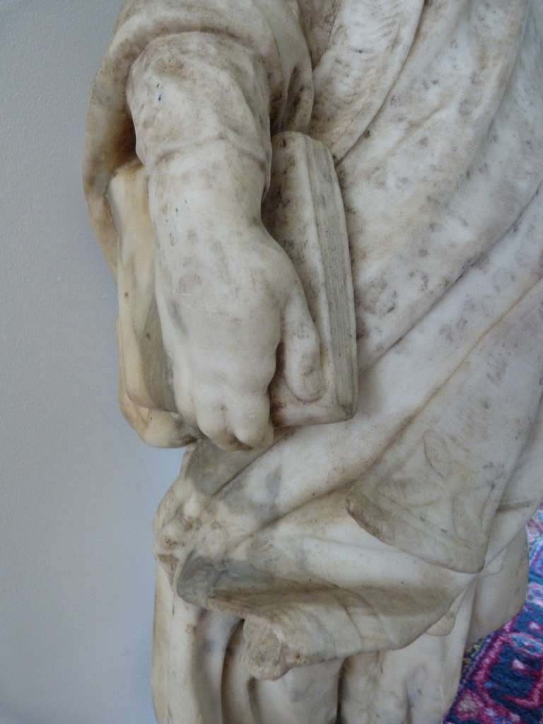 Baroque Marble Sculpture of a Saint, Late 17th Century For Sale