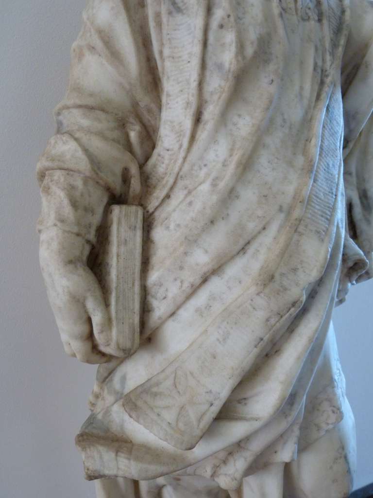 Italian Marble Sculpture of a Saint, Late 17th Century For Sale