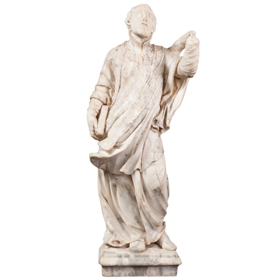 Marble Sculpture of a Saint, Late 17th Century For Sale