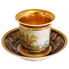 A 19th Century Russian Porcelain Coffee Cup and Saucer