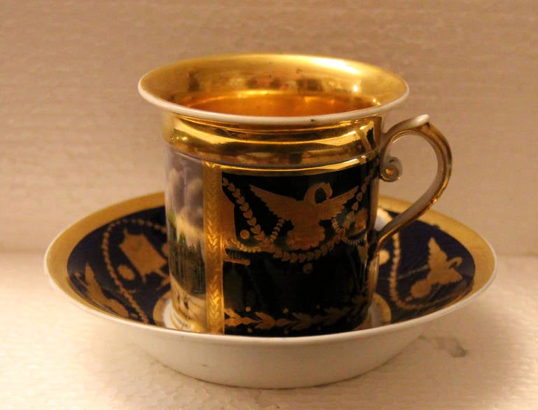 19th Century Russian Porcelain Coffee Cup and Saucer 3