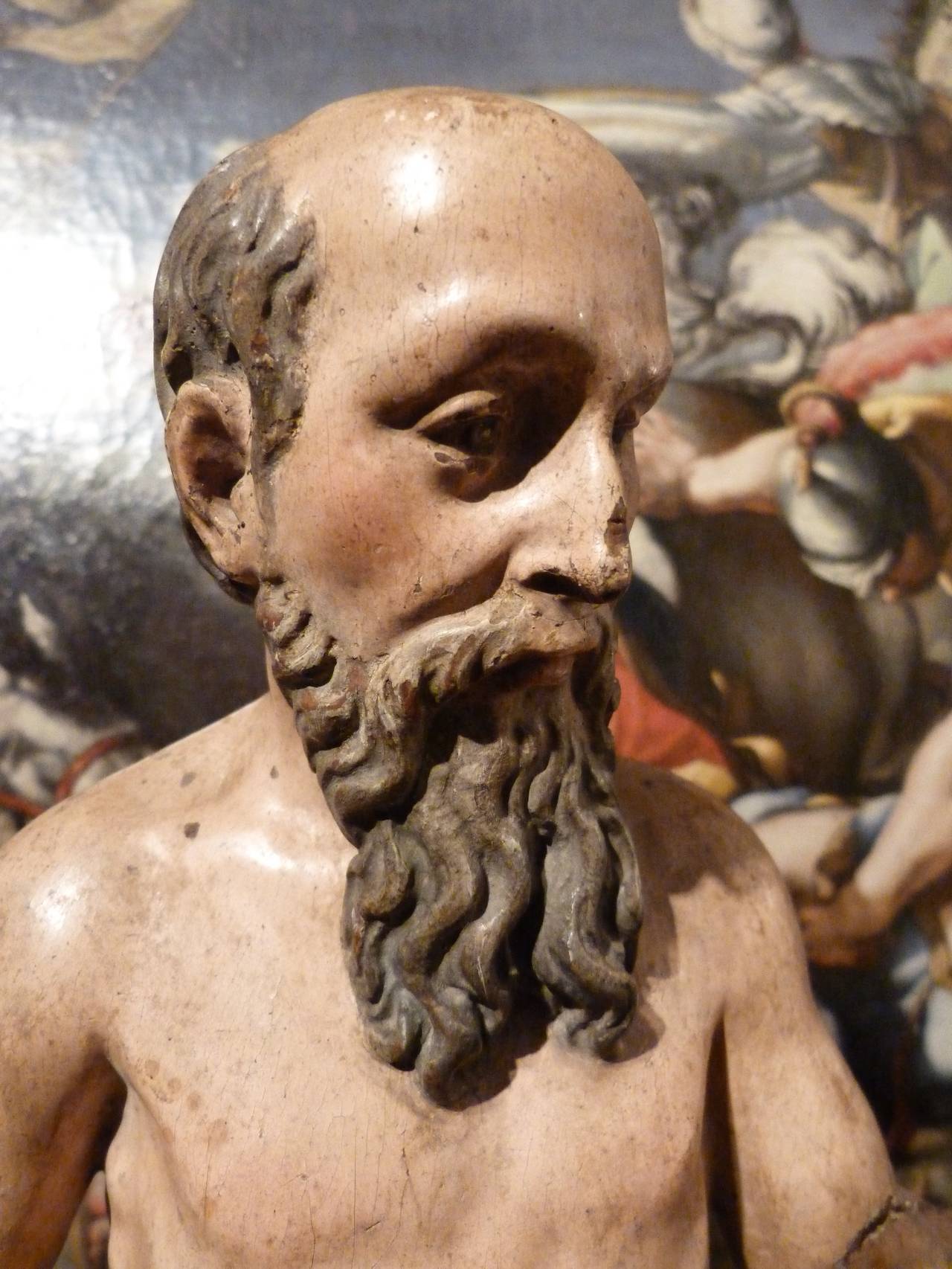 Carved Spanish Sculpture of Saint Jerome, Late 17th Century For Sale