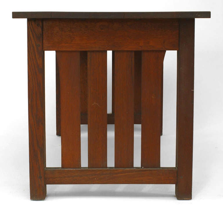 20th Century American Mission Oak Library Writing Table For Sale