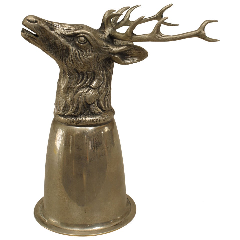 Italian Gucci Silver Plate Elk Drinking Cup For Sale