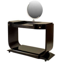 French Art Deco U-Shaped Vanity with Chrome Accents