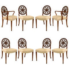 Set of 8 19th c. English Adam Carved Satinwood Chairs 2