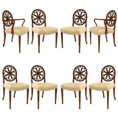 Set of 8 English Adam Style Satinwood Chairs