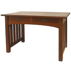 Antique American Mission Oak Library Writing Table