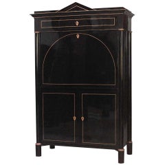 Austrian Biedermeier Ebonized Drop Front Secretary, Circa 1815