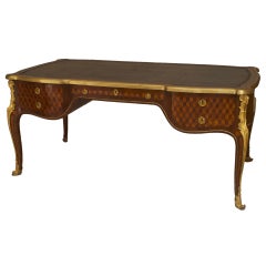Louis XV Style Gilt Mahogany Desk with Leather Top