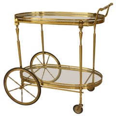 1960's English Brass and Glass Bar Cart