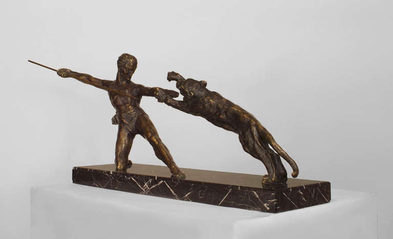 Art Deco Michel Decoux Bronze Gladiator Figure For Sale