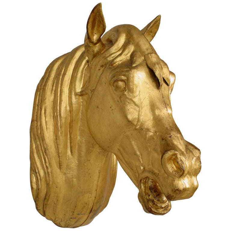20th Century French Provincial Gilt Mounted Horse Head For Sale at 1stDibs