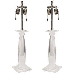 Pair of 1960's American Lucite Lamps Attributed to Karl Springer 10
