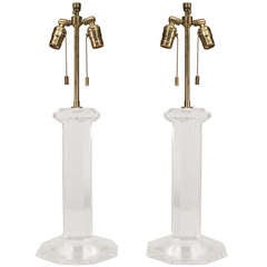 Pair of 1960's American Lucite Lamps Attributed to Karl Springer 11