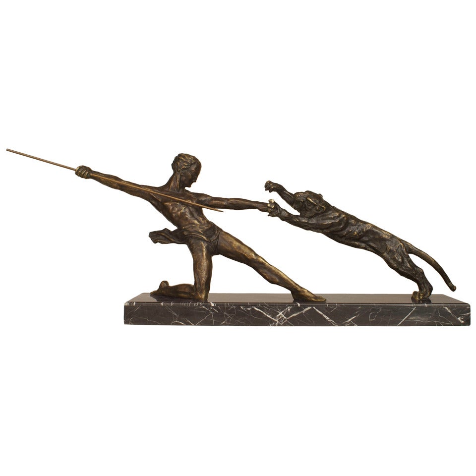Figure de gladiateur en bronze Michel Decoux en vente
