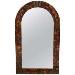 Mid-Century Faux Tortoiseshell Wall Mirror Attributed to Karl Springer