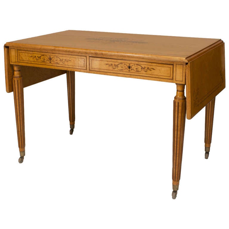 French Charles X Inlaid Davenport Table with Drop Sides For Sale at 1stdibs