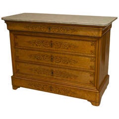 French Charles X Inlaid Chest of Drawers with Marble Top 7