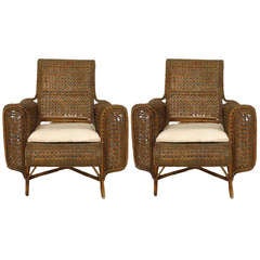 Pair of Turn of the Century French Wicker Armchairs